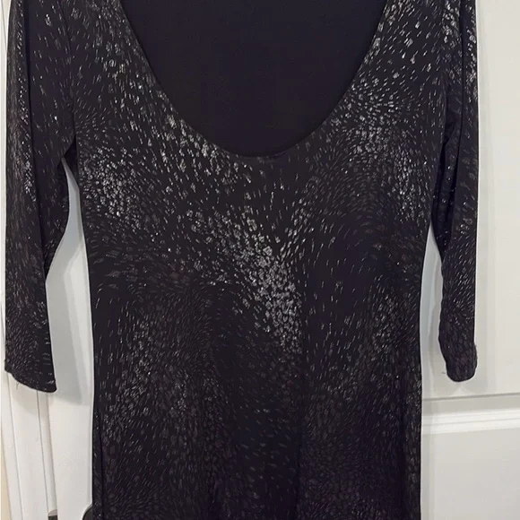Black Metallic Detail Long Sleeve Women's Dress - Picture 3 of 3
